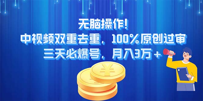 （11353期）无脑操作!中视频双重去重，100%原创过审，三天必爆号，月入3万+-副业城