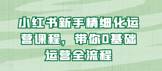 小红书新手精细化运营课程，带你0基础运营全流程-副业城