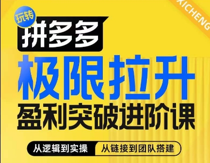 拼多多极限拉升盈利突破进阶课，​从算法到玩法，从玩法到团队搭建，体系化系统性帮助商家实现利润提升-副业城