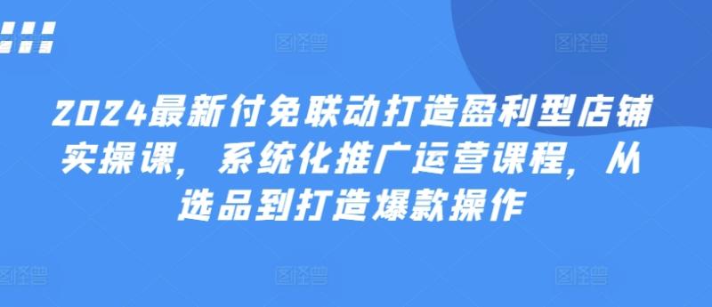 2024最新付免联动打造盈利型店铺实操课，​系统化推广运营课程，从选品到打造爆款操作-副业城