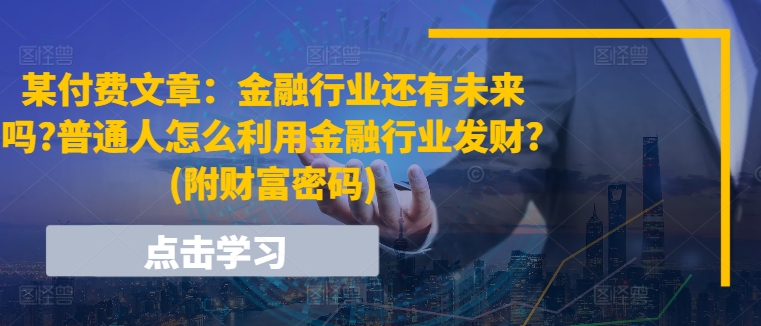 某付费文章：金融行业还有未来吗?普通人怎么利用金融行业发财?(附财富密码)-副业城