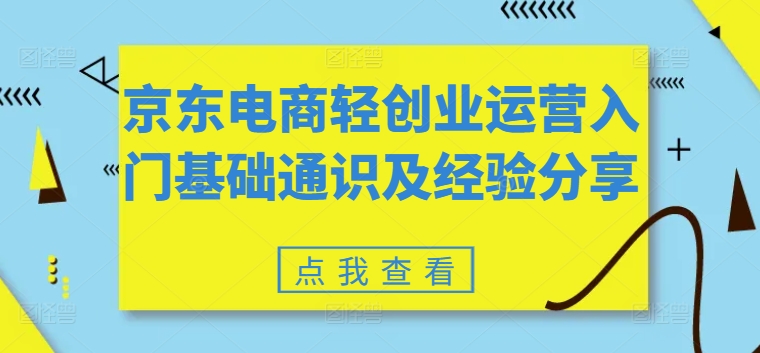 京东电商轻创业运营入门基础通识及经验分享-副业城