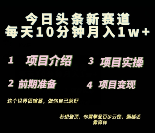 2024最新今日头条小赛道，0投入易上手-副业城