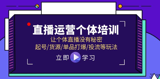 直播运营个体培训，让个体直播没有秘密，起号/货源/单品打爆/投流等玩法-副业城