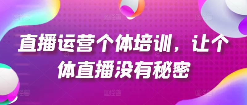 直播运营个体培训，让个体直播没有秘密，起号、货源、单品打爆、投流等玩法-副业城