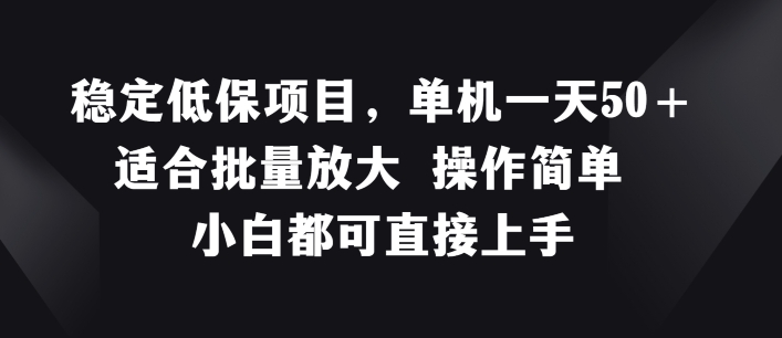 稳定低保项目，单机一天50+适合批量放大 操作简单 小白都可直接上手【揭秘】-副业城