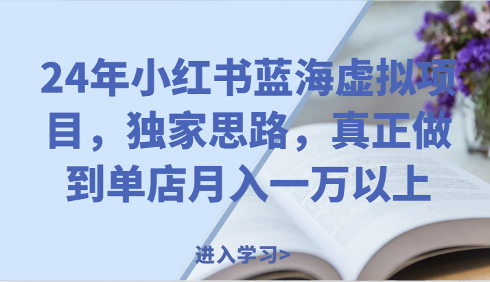 24年小红书蓝海虚拟项目，独家思路，真正做到单店月入一万以上。-副业城