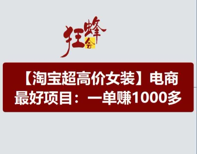 淘宝超高价女装项目，电商最好赛道，一单赚1000多-副业城