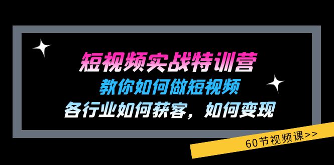 短视频实战特训营：教你如何做短视频，各行业如何获客，如何变现 (60节)-副业城