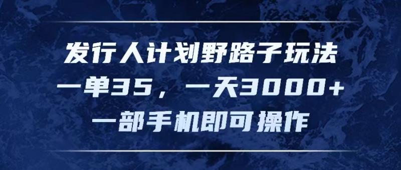 （11750期）发行人计划野路子玩法，一单35，一天3000+，一部手机即可操作-副业城