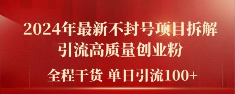 2024年最新不封号项目拆解引流高质量创业粉，全程干货单日轻松引流100+【揭秘】-副业城