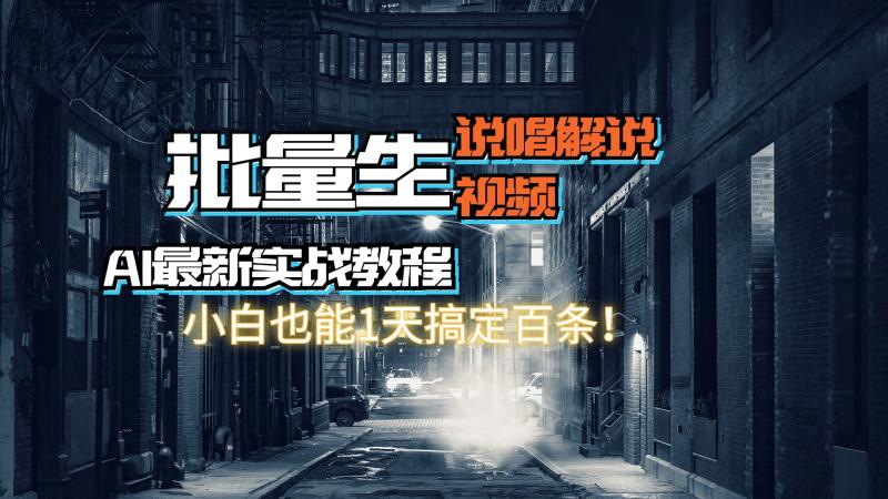 （11916期）【AI最新实战教程】日入600+，批量生成说唱解说视频，小白也能1天搞定百条-副业城