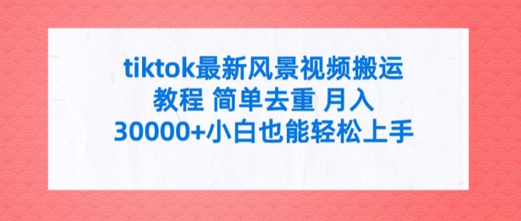 tiktok最新风景视频搬运教程 简单去重 月入3W+小白也能轻松上手【揭秘】-副业城