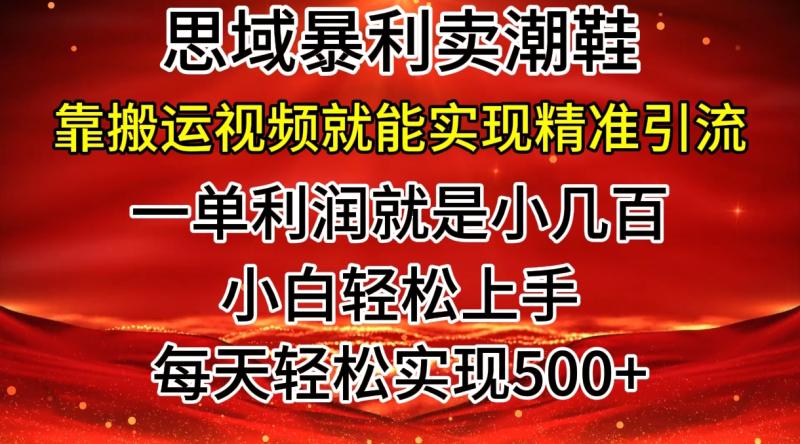 私域卖潮鞋暴利玩法，小白轻松上手，日赚几张，轻轻松松，仅靠搬运视频就能精准引流-副业城