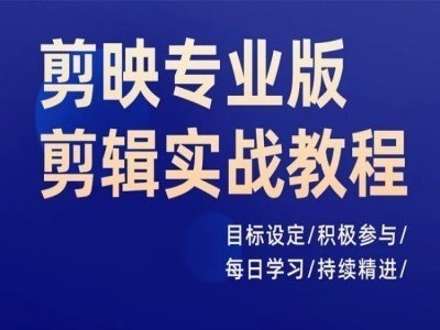 剪映专业版剪辑实战教程，目标设定/积极参与/每日学习/持续精进-副业城