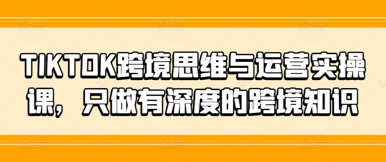 TIKTOK跨境思维与运营实操课，只做有深度的跨境知识-副业城