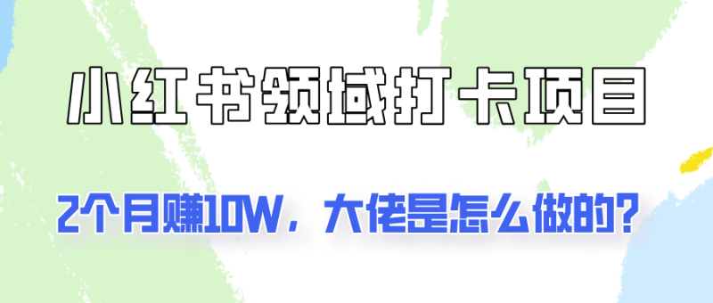 通过小红书领域打卡项目2个月赚10W，大佬是怎么做的？-副业城