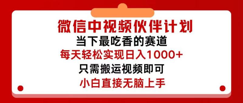 （12017期）微信中视频伙伴计划，仅靠搬运就能轻松实现日入500+，关键操作还简单，…-副业城