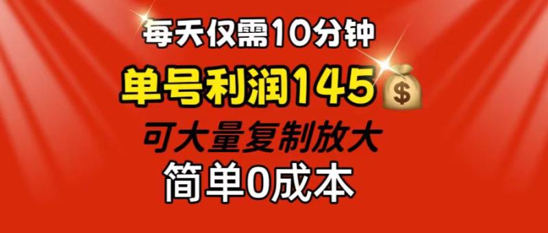 （12027期）每天仅需10分钟，单号利润145 可复制放大 简单0成本-副业城