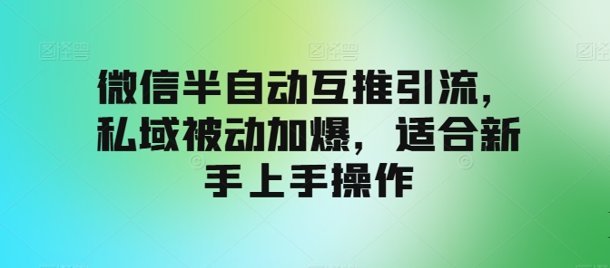 微信半自动互推引流，私域被动加爆，适合新手上手操作-副业城