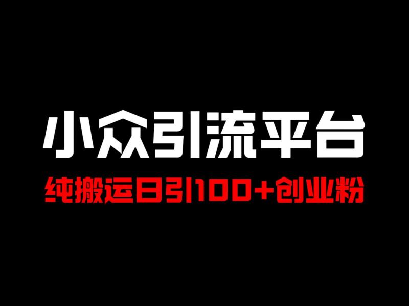 冷门引流平台，纯搬运日引100+高质量年轻创业粉-副业城