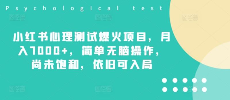 小红书心理测试爆火项目，月入7000+，简单无脑操作，尚未饱和，依旧可入局-副业城