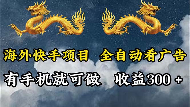 （12175期）海外快手项目，利用工具全自动看广告，每天轻松 300+-副业城