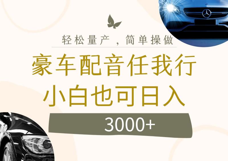 （12206期）不为人知的暴力小项目，豪车配音，日入3000+-副业城
