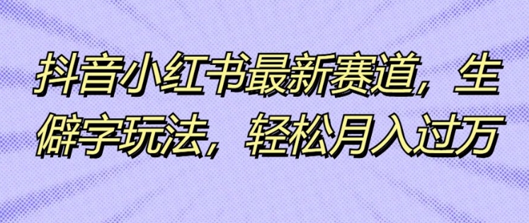 抖音小红书最新赛道，生僻字玩法，轻松月入过万-副业城