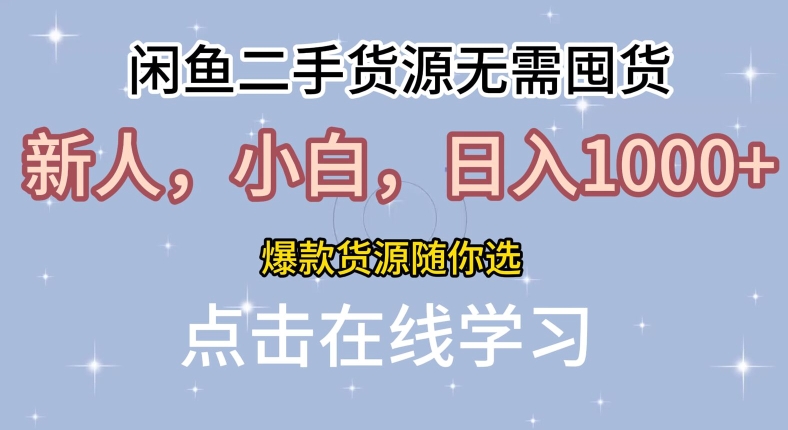 闲鱼二手货源无需国货，新人，小白，日入1k，爆款货源随你选-副业城