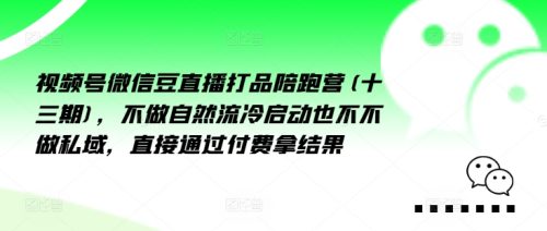 视频号微信豆直播打品陪跑营(十三期),做不自流然冷动启也不不做私域,接直通付过费拿结果-副业城
