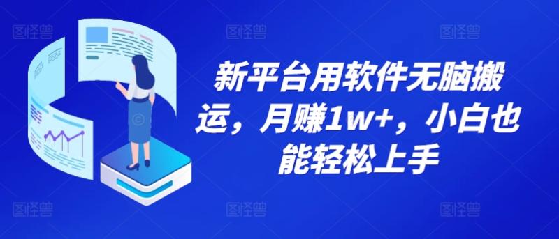 新平台用软件无脑搬运，月赚1w+，小白也能轻松上手-副业城