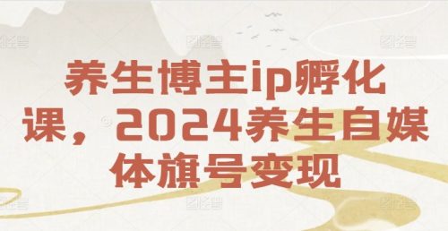 养生博主ip孵化课，2024养生自媒体旗号变现-副业城