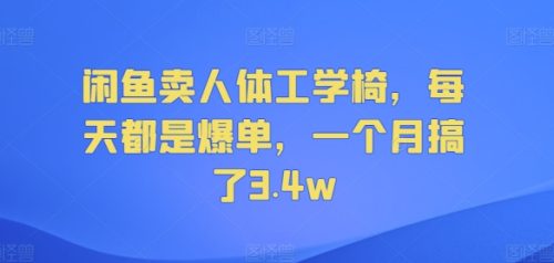 闲鱼卖人体工学椅，每天都是爆单，一个月搞了3.4w-副业城