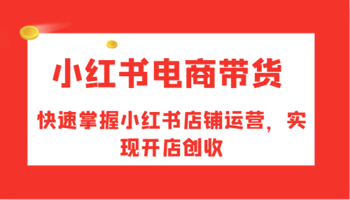 小红书电商带货，快速掌握小红书店铺运营，实现开店创收-副业城