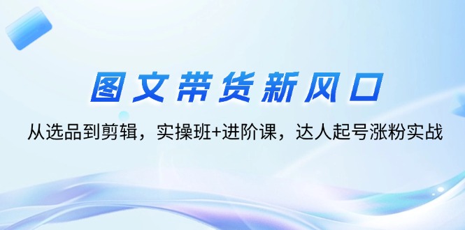 （12306期）图文带货新风口：从选品到剪辑，实操班+进阶课，达人起号涨粉实战-副业城