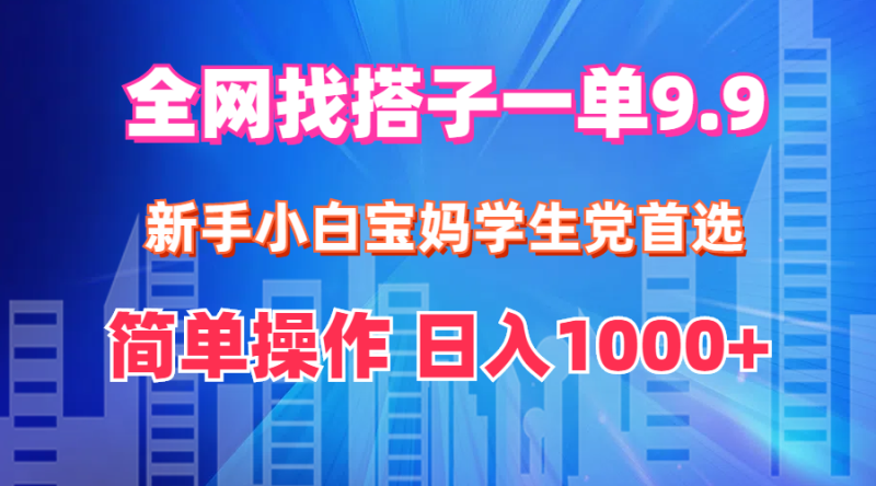 （12295期）全网找搭子1单9.9 新手小白宝妈学生党首选 简单操作 日入1000+-副业城