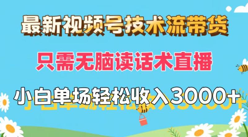 （12318期）最新视频号技术流带货，只需无脑读话术直播，小白单场直播纯收益也能轻松收入3000+-副业城