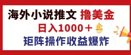（12333期）最新海外小说推文撸美金，日入1000＋ 蓝海市场，矩阵放大收益爆炸-副业城
