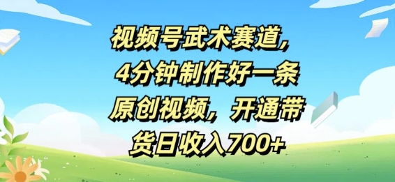 视频号武术赛道，4分钟制作好一条原创视频，开通带货日收入几张-副业城