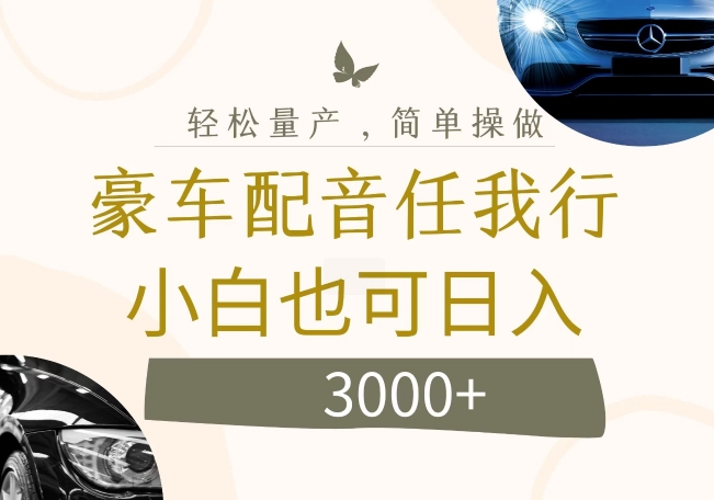 不为人知的暴力小项目，豪车配音，日入几张【揭秘】-副业城