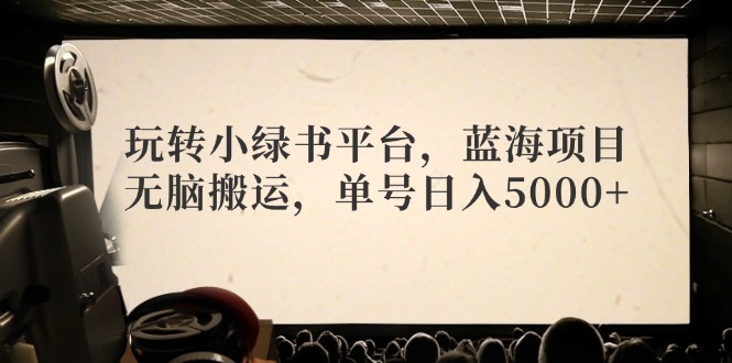 （12366期）玩转小绿书平台，蓝海项目，无脑搬运，单号日入5000+-副业城