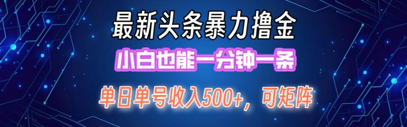 （12380期）最新暴力头条掘金日入500+，矩阵操作日入2000+ ，小白也能轻松上手！-副业城