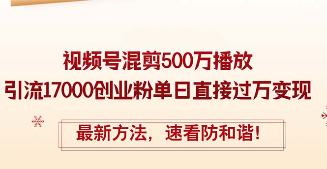 （12391期）精华帖视频号混剪500万播放引流17000创业粉，单日直接过万变现，最新方…-副业城