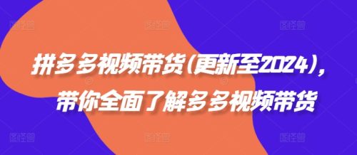 拼多多视频带货(更新至2024)，带你全面了解多多视频带货-副业城