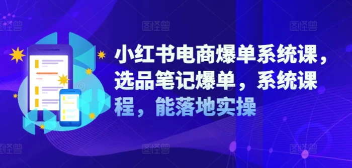 小红书电商爆单系统课，选品笔记爆单，系统课程，能落地实操-副业城