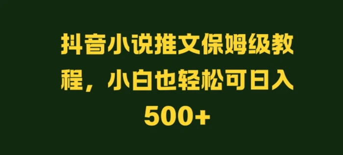 抖音小说推文保姆级教程，小白也轻松可日入500+-副业城