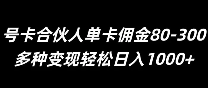 号卡合伙人单卡佣金80-300，多种变现轻松日入1k-副业城