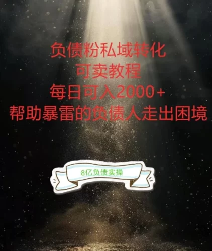 负债粉掘金计划,帮助负债者解决问题,债务规划,债务重组,最好的变现方式-副业城