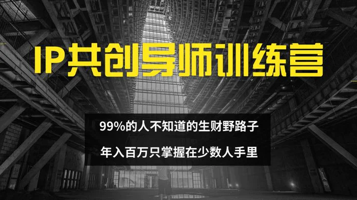 （12504期）IP共创导师训练营 99%的人不知道的生财野路子 只掌握在少数人手里-副业城